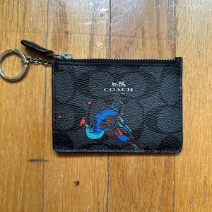 Coach Coin Purse with Peacock Painting